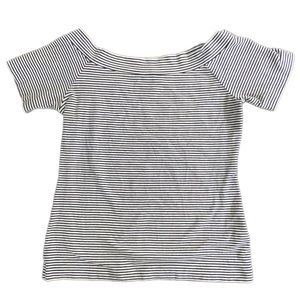 J.crew white and black striped of the shoulder shirt